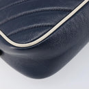 GUCCI GG Marmont Shoulder Bag Leather Navy Silver 447632 Auth 214480V-13
