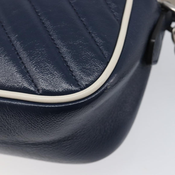 GUCCI GG Marmont Shoulder Bag Leather Navy Silver 447632 Auth 214480V