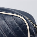 GUCCI GG Marmont Shoulder Bag Leather Navy Silver 447632 Auth 214480V-16