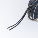 GUCCI GG Marmont Shoulder Bag Leather Navy Silver 447632 Auth 214480V-18