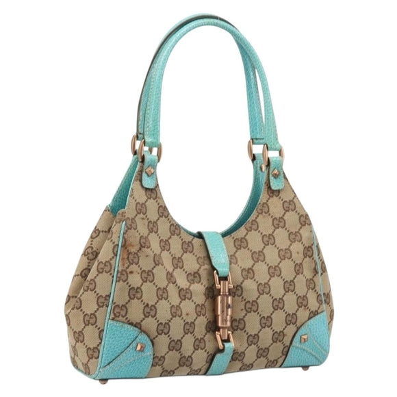 GUCCI GG Canvas Jackie Hand Bag Beige Gold 124409 Auth 214482