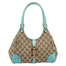 GUCCI GG Canvas Jackie Hand Bag Beige Gold 124409 Auth 214482-2