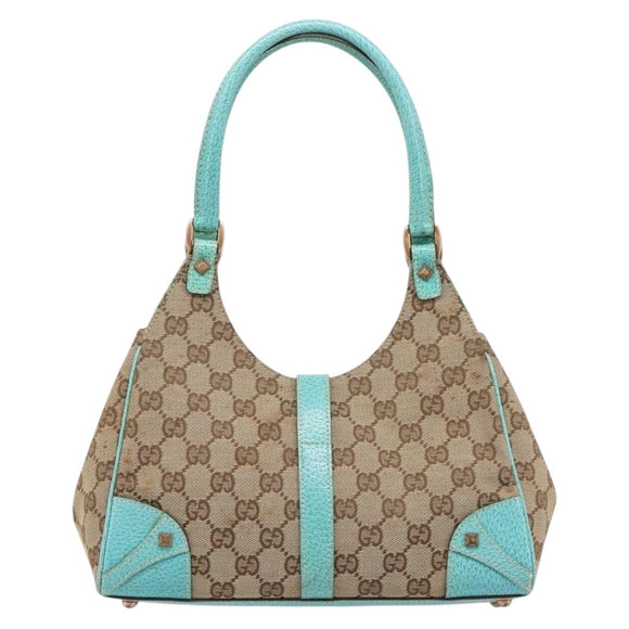 GUCCI GG Canvas Jackie Hand Bag Beige Gold 124409 Auth 214482