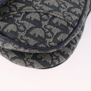 Christian Dior Trotter Canvas Double Saddle Bag Navy Gold Auth 214483M-10