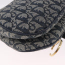Christian Dior Trotter Canvas Double Saddle Bag Navy Gold Auth 214483M-12