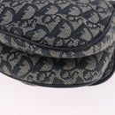 Christian Dior Trotter Canvas Double Saddle Bag Navy Gold Auth 214483M-13