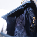 Christian Dior Trotter Canvas Double Saddle Bag Navy Gold Auth 214483M-22