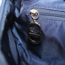 Christian Dior Trotter Canvas Double Saddle Bag Navy Gold Auth 214483M-23
