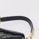 Christian Dior Trotter Canvas Double Saddle Bag Navy Gold Auth 214483M-8