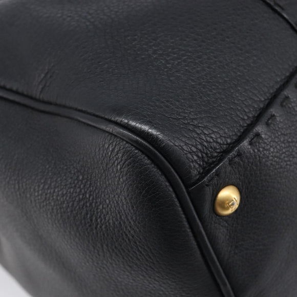 FENDI Celeria Hand Bag Leather Black Gold 8BL061 Auth 214488A