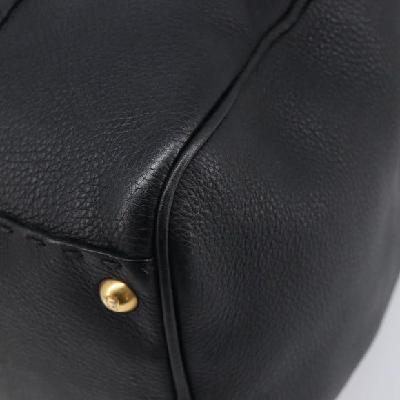 FENDI Celeria Hand Bag Leather Black Gold 8BL061 Auth 214488A