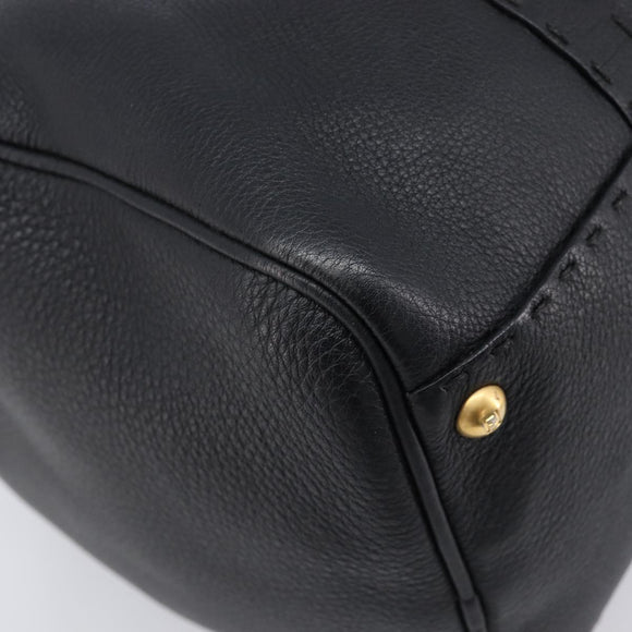 FENDI Celeria Hand Bag Leather Black Gold 8BL061 Auth 214488A
