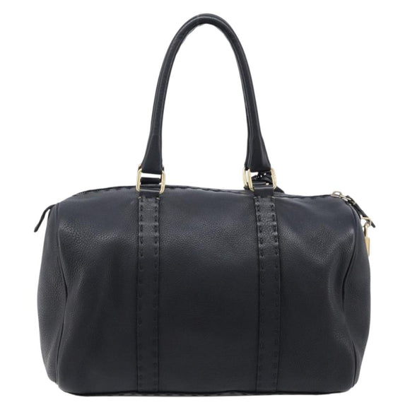 FENDI Celeria Hand Bag Leather Black Gold 8BL061 Auth 214488A