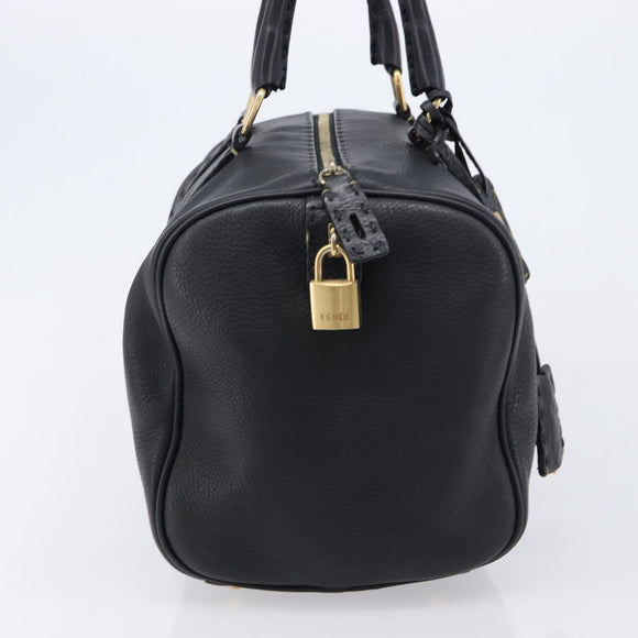 FENDI Celeria Hand Bag Leather Black Gold 8BL061 Auth 214488A
