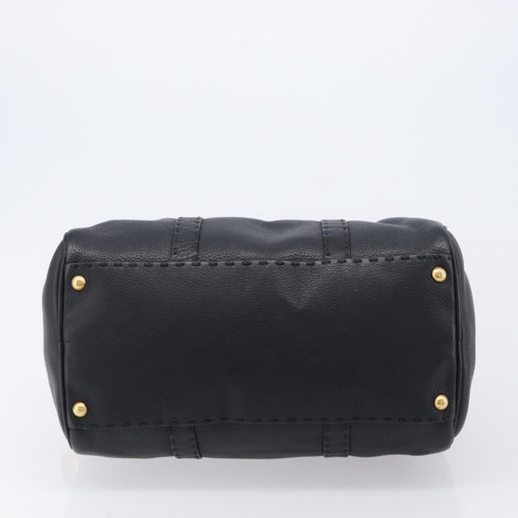 FENDI Celeria Hand Bag Leather Black Gold 8BL061 Auth 214488A