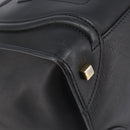 CELINE Luggage Mini Shopper Hand Bag Leather Black Gold Auth 214490V-11