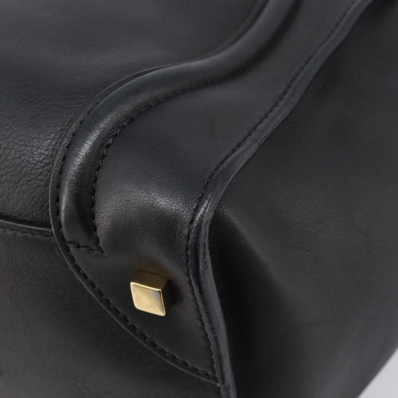 CELINE Luggage Mini Shopper Hand Bag Leather Black Gold Auth 214490V