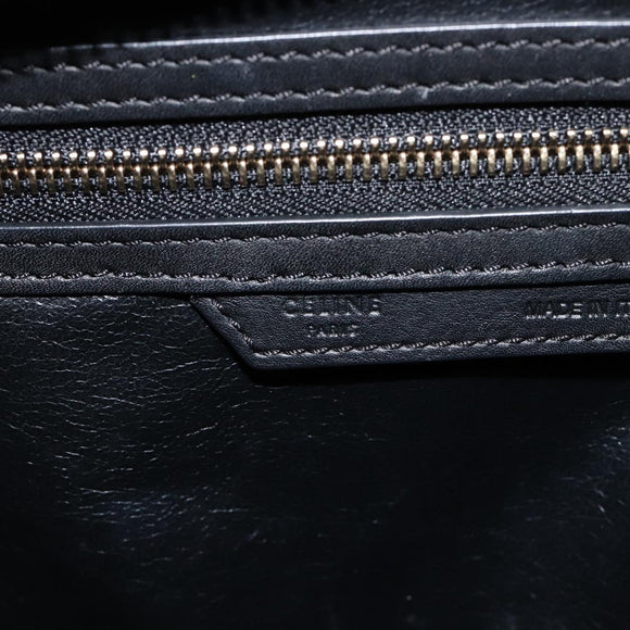 CELINE Luggage Mini Shopper Hand Bag Leather Black Gold Auth 214490V