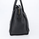 CELINE Luggage Mini Shopper Hand Bag Leather Black Gold Auth 214490V-4