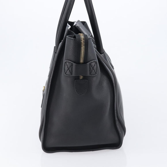 CELINE Luggage Mini Shopper Hand Bag Leather Black Gold Auth 214490V