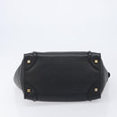 CELINE Luggage Mini Shopper Hand Bag Leather Black Gold Auth 214490V-9