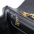 CHANEL Mademoiselle Chain Shoulder Bag Caviar Skin Black Gold CC Auth 214493SAM-21