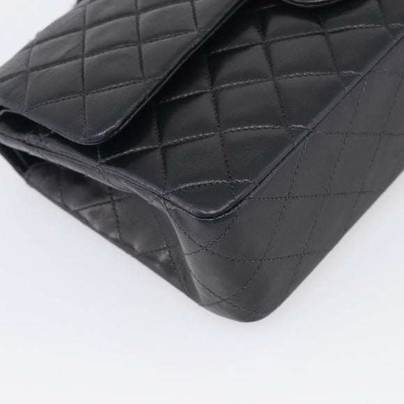 CHANEL Matelasse 25 Double Flap Chain Shoulder Bag Lamb Skin Auth 214495SAM