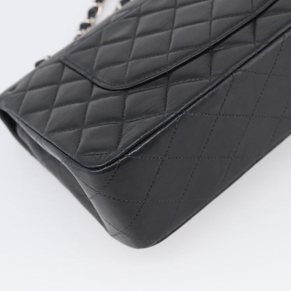 CHANEL Matelasse 25 Double Flap Chain Shoulder Bag Lamb Skin Auth 214495SAM