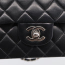 CHANEL Matelasse 25 Double Flap Chain Shoulder Bag Lamb Skin Auth 214495SAM-14
