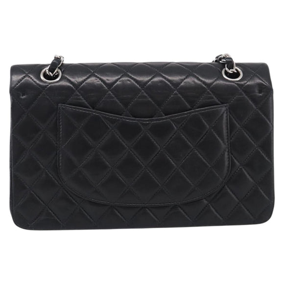 CHANEL Matelasse 25 Double Flap Chain Shoulder Bag Lamb Skin Auth 214495SAM