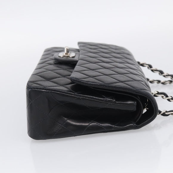 CHANEL Matelasse 25 Double Flap Chain Shoulder Bag Lamb Skin Auth 214495SAM
