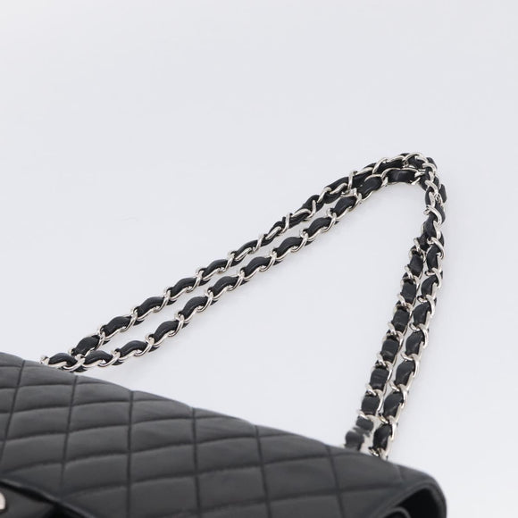 CHANEL Matelasse 25 Double Flap Chain Shoulder Bag Lamb Skin Auth 214495SAM