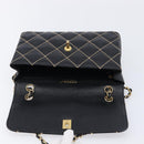 CHANEL Wild Stitch Matelasse Chain Shoulder Bag Leather Black CC Auth 214507SAV-16