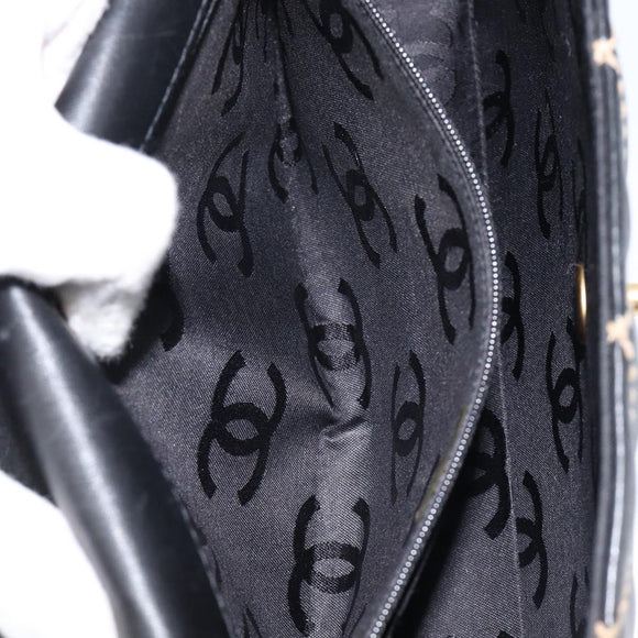 CHANEL Wild Stitch Matelasse Chain Shoulder Bag Leather Black CC Auth 214507SAV