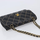 CHANEL Wild Stitch Matelasse Chain Shoulder Bag Leather Black CC Auth 214507SAV-6