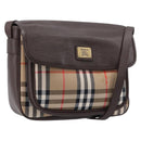 BURBERRY Nova Check Shoulder Bag Canvas Beige Gold Auth 214515A-1