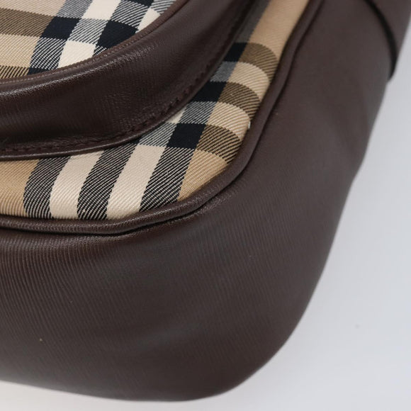 BURBERRY Nova Check Shoulder Bag Canvas Beige Gold Auth 214515A