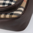 BURBERRY Nova Check Shoulder Bag Canvas Beige Gold Auth 214515A-13