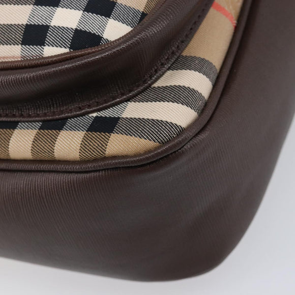 BURBERRY Nova Check Shoulder Bag Canvas Beige Gold Auth 214515A