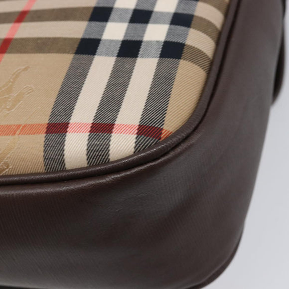 BURBERRY Nova Check Shoulder Bag Canvas Beige Gold Auth 214515A