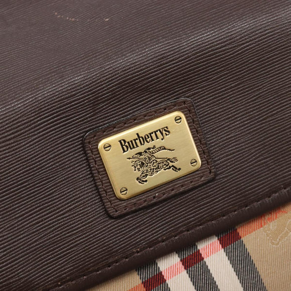 BURBERRY Nova Check Shoulder Bag Canvas Beige Gold Auth 214515A