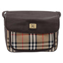 BURBERRY Nova Check Shoulder Bag Canvas Beige Gold Auth 214515A-2