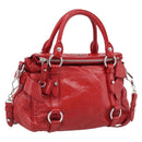 Miu Miu Vittero Hand Bag Leather 2way Red Silver Auth 214519SAM-1
