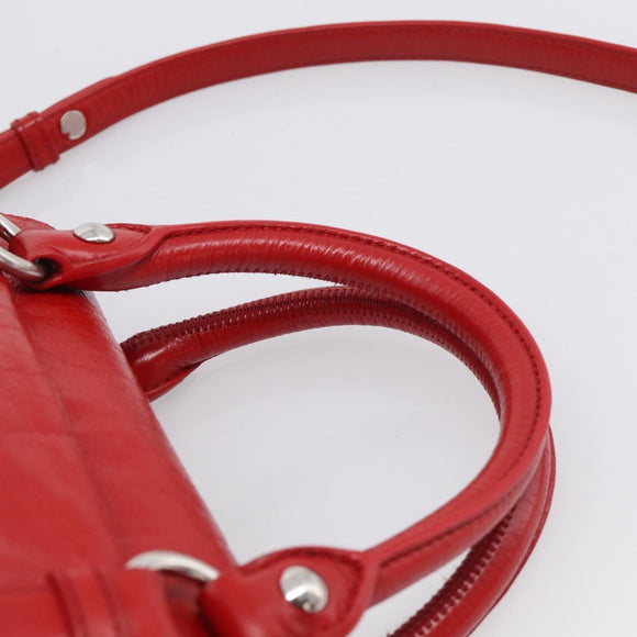 Miu Miu Vittero Hand Bag Leather 2way Red Silver Auth 214519SAM