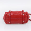 Miu Miu Vittero Hand Bag Leather 2way Red Silver Auth 214519SAM-13