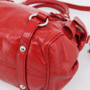 Miu Miu Vittero Hand Bag Leather 2way Red Silver Auth 214519SAM-14