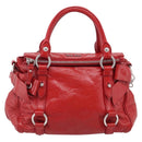 Miu Miu Vittero Hand Bag Leather 2way Red Silver Auth 214519SAM-2