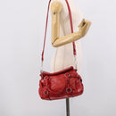 Miu Miu Vittero Hand Bag Leather 2way Red Silver Auth 214519SAM-24