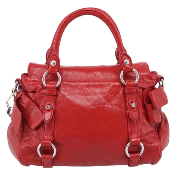 Miu Miu Vittero Hand Bag Leather 2way Red Silver Auth 214519SAM