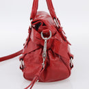Miu Miu Vittero Hand Bag Leather 2way Red Silver Auth 214519SAM-5